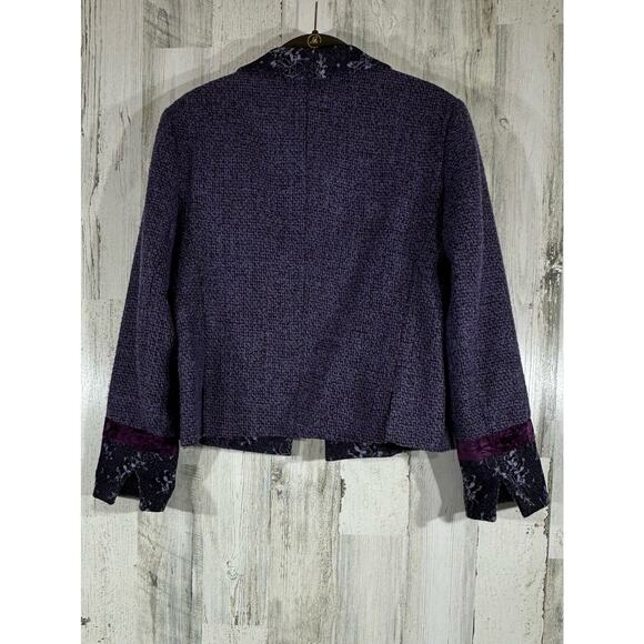 Harve Benard Blazer Purple Tweed Lace Wool Blend Size 10 Petite Vintage - Picture 2 of 10